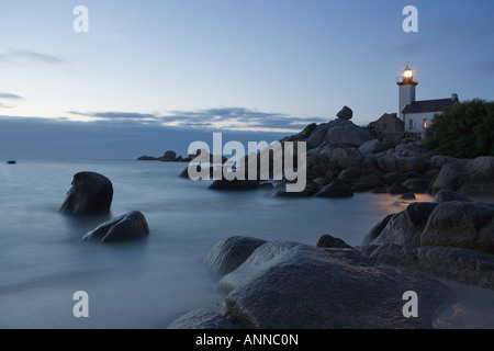 Frankreich Bretagne Pontusval Leuchtturm Stockfoto