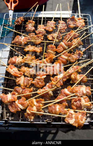 Grillfleisch Sticks Chatuchak Wochenend Market Bangkok Thailand Stockfoto