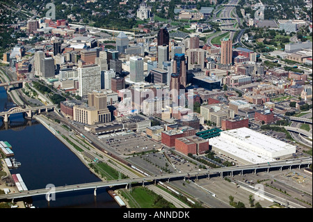 Antenne über Saint Paul, Minnesota und dem Mississippi river Stockfoto