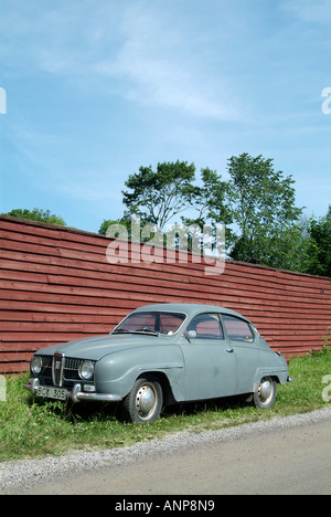 Saab 95, Schweden, schwedische, Klassiker, Auto, sicher, Sicherheit, Funktionen, klassische, alte, geschwungene, Runde, Stockfoto