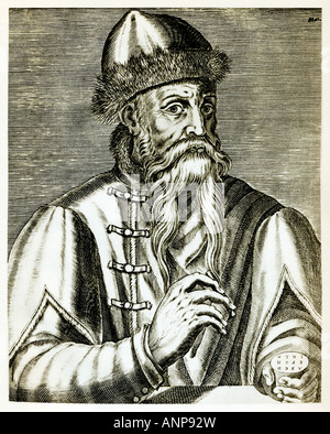 Johannes Gutenberg 1400 1468 aus Mainz, der im c1442 den Druck mit beweglicher Metallart entwickelte Stockfoto