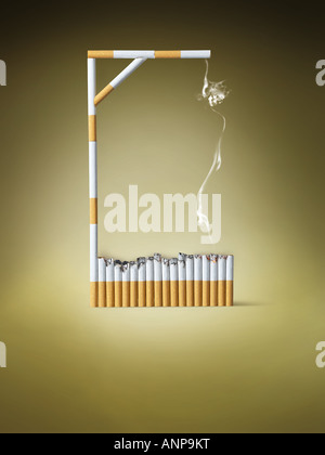 Galgen gemacht von Zigaretten Stockfoto