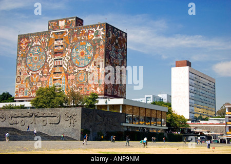 Die Zentralbibliothek auf dem Campus der nationalen autonomen Universität von Mexiko in Mexiko-Stadt Mexiko Stockfoto