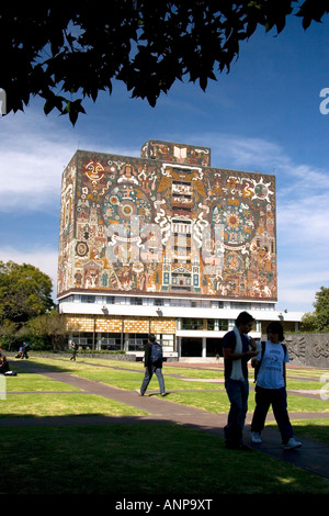 Die Zentralbibliothek auf dem Campus der nationalen autonomen Universität von Mexiko in Mexiko-Stadt Mexiko Stockfoto