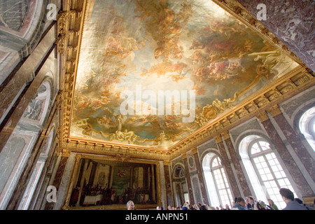 Decke in der Hercules Salon Chateau de Versailles Paris Frankreich EU Stockfoto