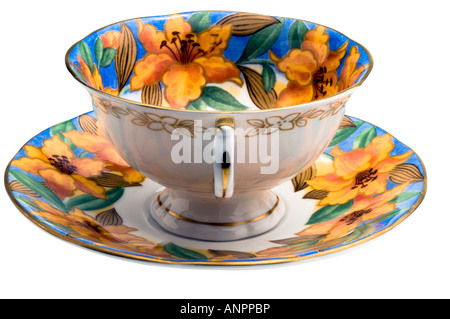 "Queens China" "Art Deco" Tasse und Untertasse Stockfoto