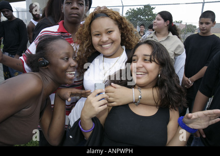 Miami Florida, Overtown, Booker T. Washington High School, Campus, öffentliche Bildung, Campus, Staatssieger, Feier, Schwarze Schwarze Afrikanische Afrikanische Stockfoto