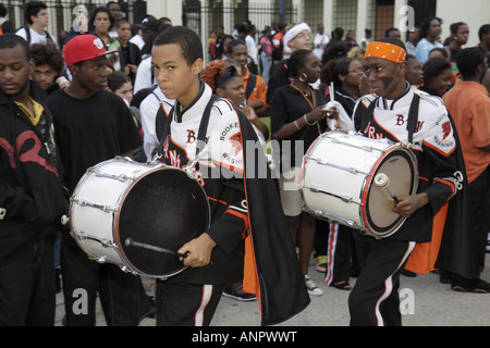 Miami Florida, Overtown, Booker T. Washington High School, Campus, öffentliche Bildung, Campus, Staatssieger, Feier, Schwarze Schwarze Afrikanische Afrikanische Stockfoto