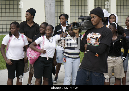 Miami Florida, Overtown, Booker T. Washington High School, Campus, öffentliche Bildung, Campus, Staatssieger, Feier, Schwarze Schwarze Afrikanische Afrikanische Stockfoto