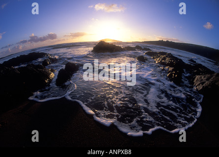 Hochwasser bei Sonnenuntergang mit Burgh Island in BG ab Größe Southams South Devon England Stockfoto