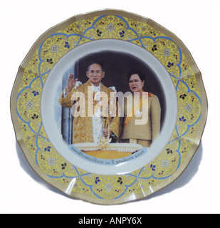 König Bhumibol Adulyadej und Königin Sirikit von Thailand Stockfoto