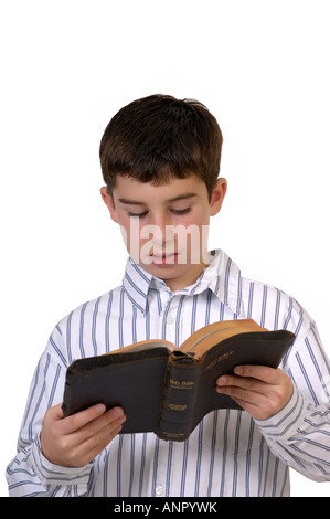 Junge mit Bibel Stockfoto