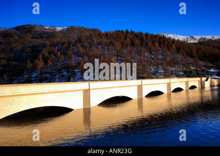 Winterschnee Ladybower Vorratsbehälter oberen Derwent Valley Peak District Nationalpark Derbyshire England Großbritannien UK Europe Stockfoto