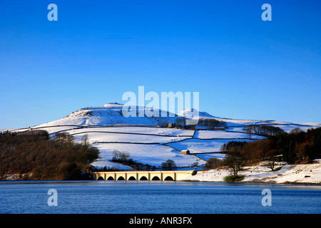 Winterschnee Ladybower Vorratsbehälter oberen Derwent Valley Peak District Nationalpark Derbyshire England Großbritannien UK Stockfoto