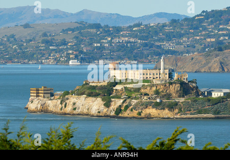 Alcatraz in Richtung Sausalito und Mt. Tamalpais, San Francisco Stockfoto