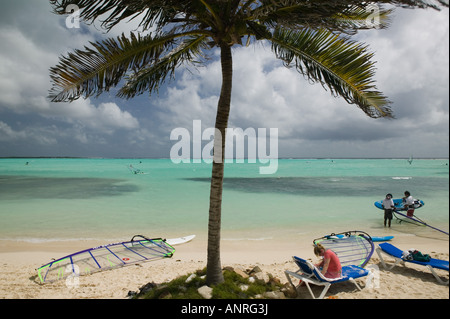 ABC-Inseln BONAIRE, Sorobon Beach: Windsurfen auf Lac Bay & Sorobon Beach Nr. Stockfoto