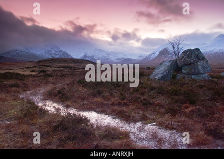 Abenddämmerung am Schwarzen Berg, Rannoch Moor, Schottland Stockfoto