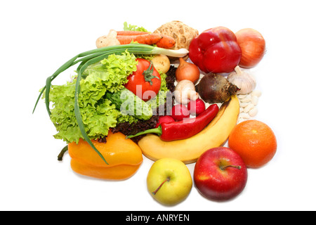 Gemüse-Stillleben über die weißen isoliert Stockfoto