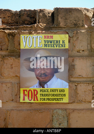 Präsidentschaftswahl Wahlplakate für Amtsinhaber Yoweri Kaguta Museveni, Uganda Stockfoto