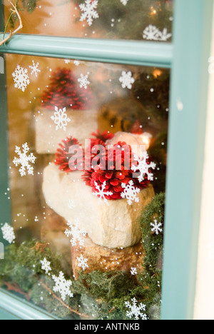 Weihnachten Fensterdekoration Stockfoto
