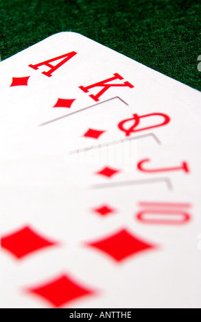 Straight Flush Pokerhand in Diamanten Stockfoto