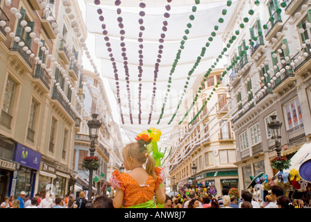 Spanien, Malaga, drängen sich in Calle Larios, Feria Stockfoto