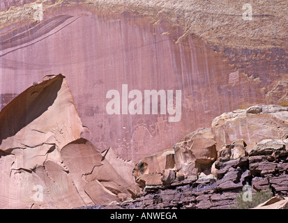 Fremont Petroglyphen, Capitol Reef NP, Utah, USA Stockfoto