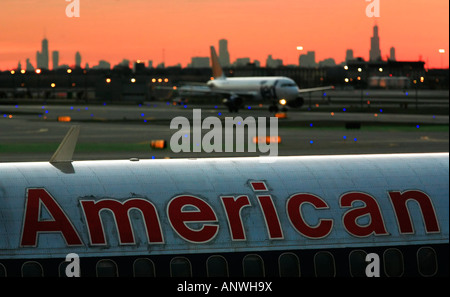 Passagierflugzeuge am Chicago O Hare International airport Stockfoto