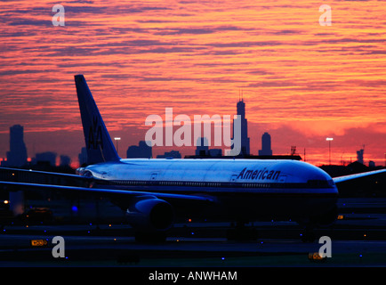 Passagierflugzeuge am Chicago O Hare International airport Stockfoto