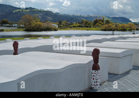 Friedhof der Maori-Dorf Ohinemutu, Rotorua, Südinsel, Neuseeland Stockfoto