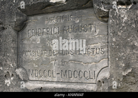 Denkmal Inschrift in einem Felsen an der Bastei-Brücke in das Elbsandsteingebirge-Deutschland Stockfoto