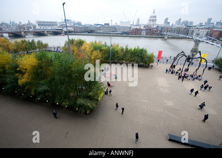 Tate Modern Quadrat Spider und Millennium Bridge London Stockfoto