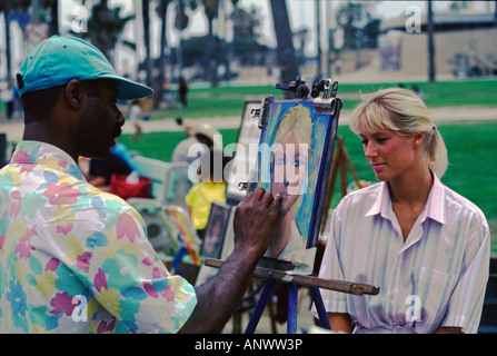 Porträt des Künstlers auf der Promenade Venice Beach Kalifornien Stockfoto