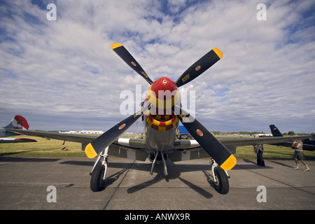North American P - 51D Mustang auf dem Boden auf Sola Airshow Juni 2007, Norwegen Stockfoto