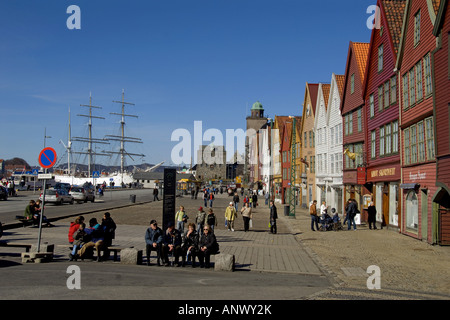 Die UNESCO Welt Herritage Seite Bryggen in Bergen, Norwegen Stockfoto