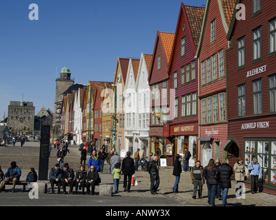 Die UNESCO Welt Herritage Seite Bryggen in Bergen, Norwegen, Bergen Stockfoto