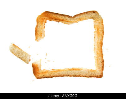 Toast Brot geröstet Toastbread Toastend eine Runde Toast Ausschnitt Symbol Fransen Rand Seitenrand Toasten Stockfoto