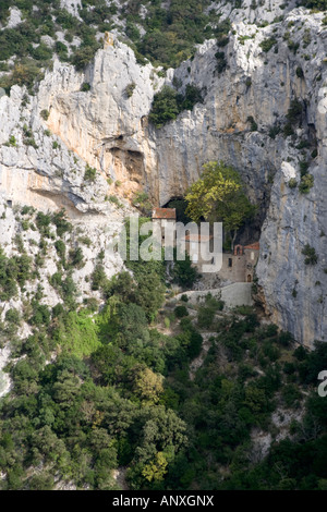 Ermitage St Antoine de Galamus Pyrenäen Orientales Frankreich Stockfoto