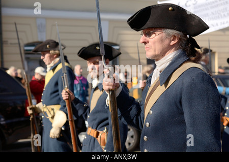 Eine Parade der Helsinki History Tag Association (Helsingin Historiapäiväyhdistys) während der Party Helsinki, Helsinki, Finnland Stockfoto