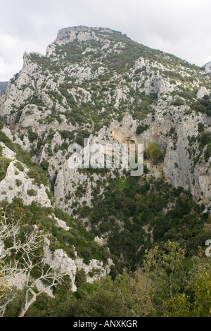 Ermitage St Antoine de Galamus Pyrenäen Orientales Frankreich Stockfoto