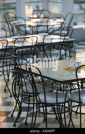 Indien, Rajasthan, Udaipur: Cafe Tische / Udai Kothi Hotel Stockfoto