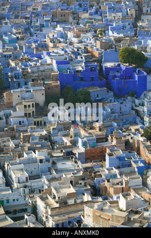 Indien, Rajasthan, Jodhpur: Blaue Stadt Jodhpur gesehen vom Meherangarh Fort Stockfoto