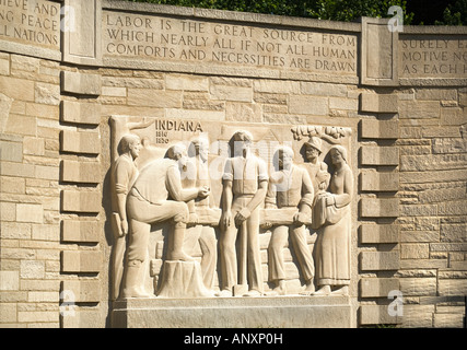 Gestalteten Tafeln am Lincoln Boyhood National Memorial, Lincoln City IN Stockfoto