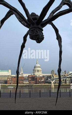 Die Riesenspinne Maman und St. Pauls Cathedral in London Stockfoto