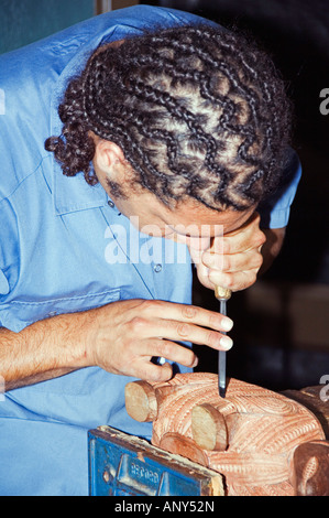 Neuseeland, Nordinsel, Rotorua. Der neuseeländischen Maori Kunst und Kunsthandwerk-Institut in Te Puia Maori Dorf. Stockfoto