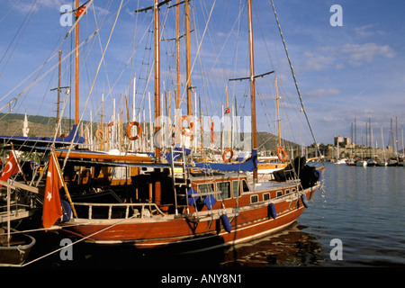 Europa, Naher Osten, Türkei, Bodrum. Hafen Stockfoto