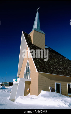 Nord-Amerika, Arktis, Kanada, Manitoba, Churchill. Innenstadt von Churchill. Ortskirche. Stockfoto