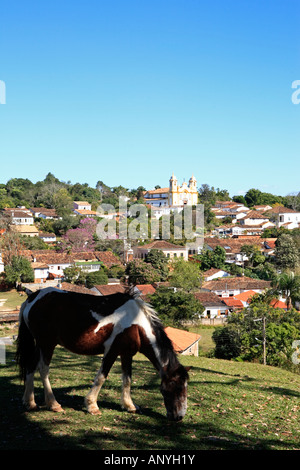 Blick auf das typische Dorf von Tiradente in Minas Gerais Zustand in Brasilien Stockfoto