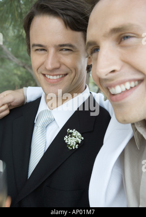 Bräutigam und Trauzeugen Stockfoto