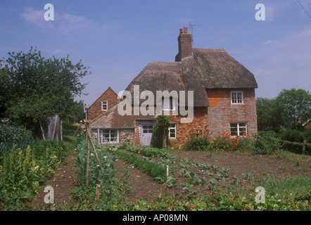 East Lulworth, Dorset, UK Zeit strohgedeckten Land Ferienhaus inmitten traditioneller Gemüsegarten Stockfoto